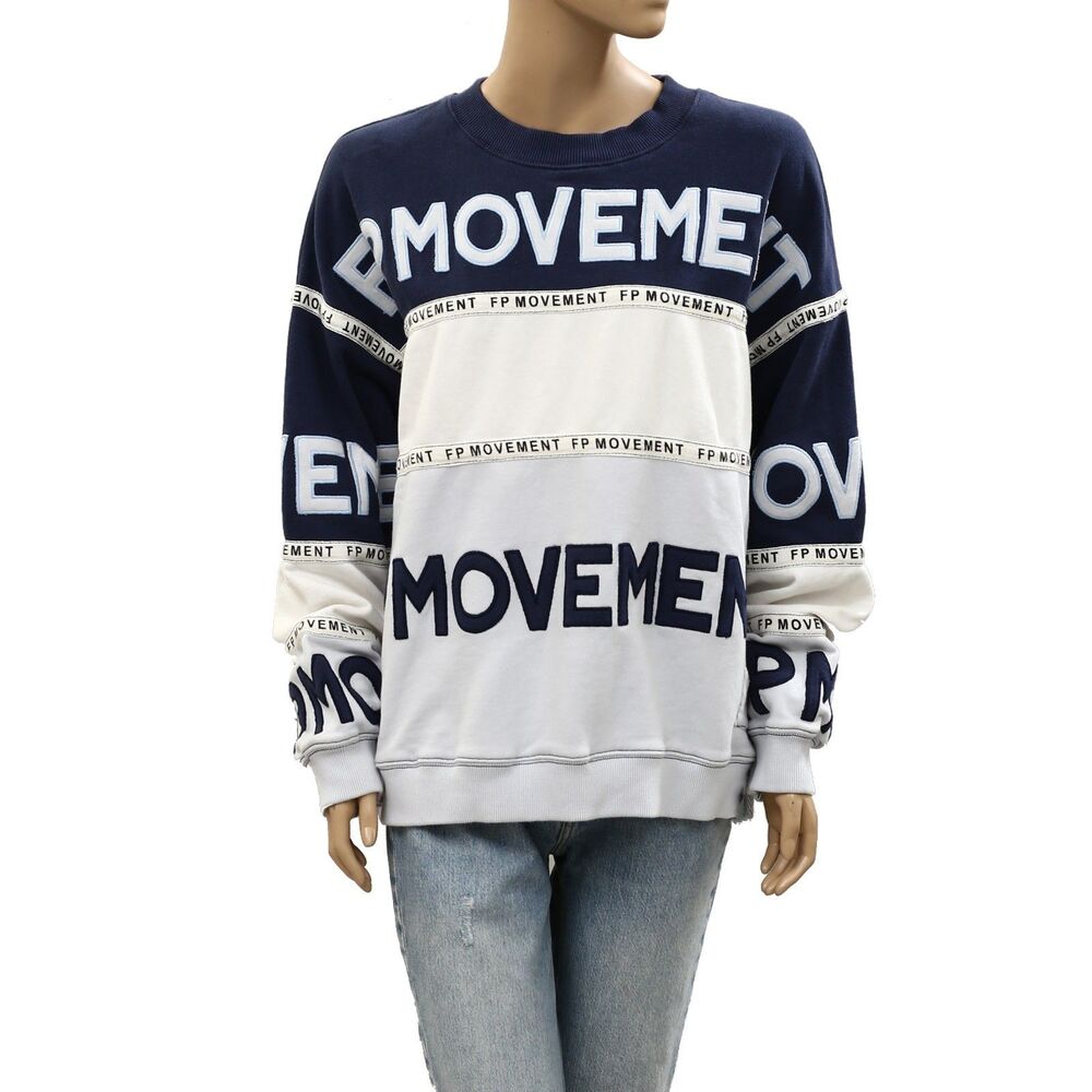 Free People FP Movement Pullover Sweatshirt Top Ribbed Long-Sleeves S 287049